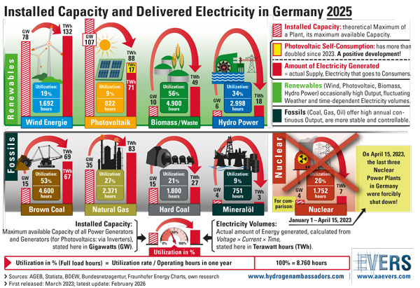 Installed Capacity and Delivered Electricity in Germany 2025