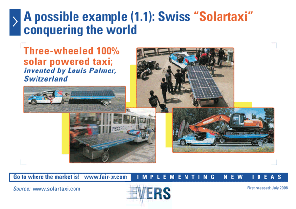 A possible example: Swiss “Solartaxi” conquering the world